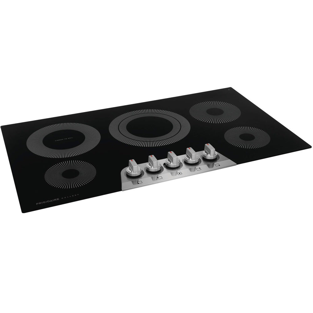 36" 5-Element Radiant Electric Cooktop in Black with Backlit LED Knobs