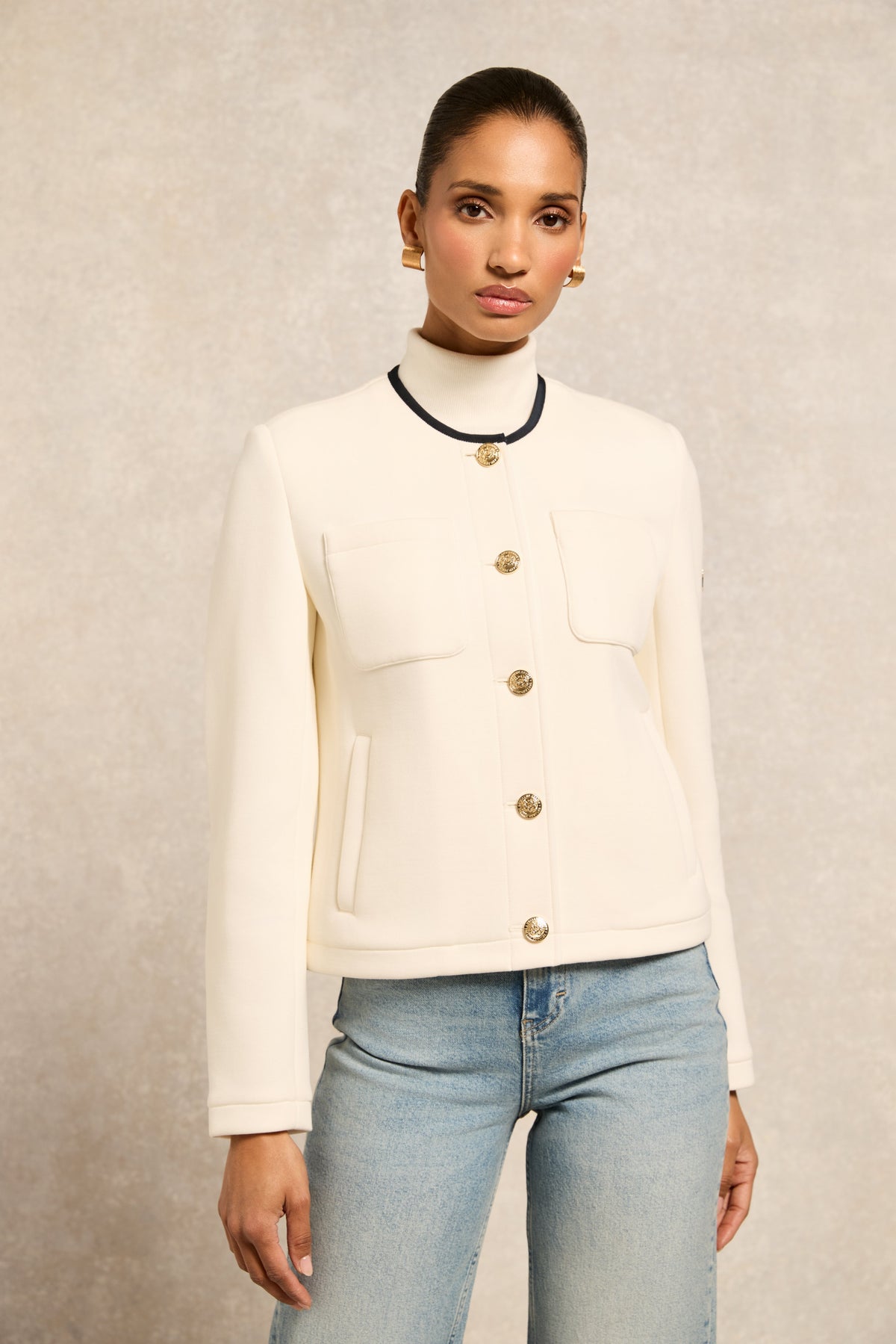 Chloe Jersey Jacket (Cream)