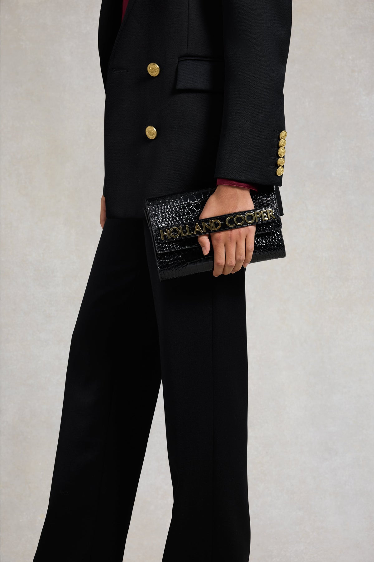 Abbot Clutch Bag (Black Croc)