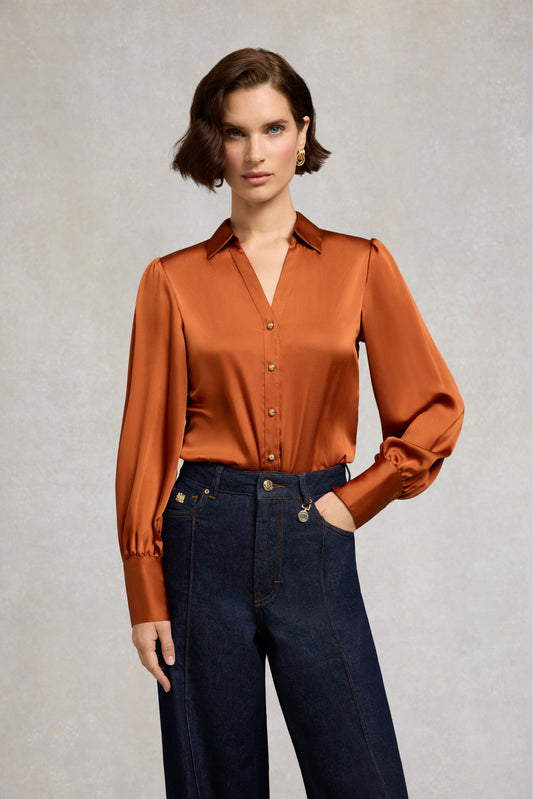 Annie V-Neck Shirt (Copper)