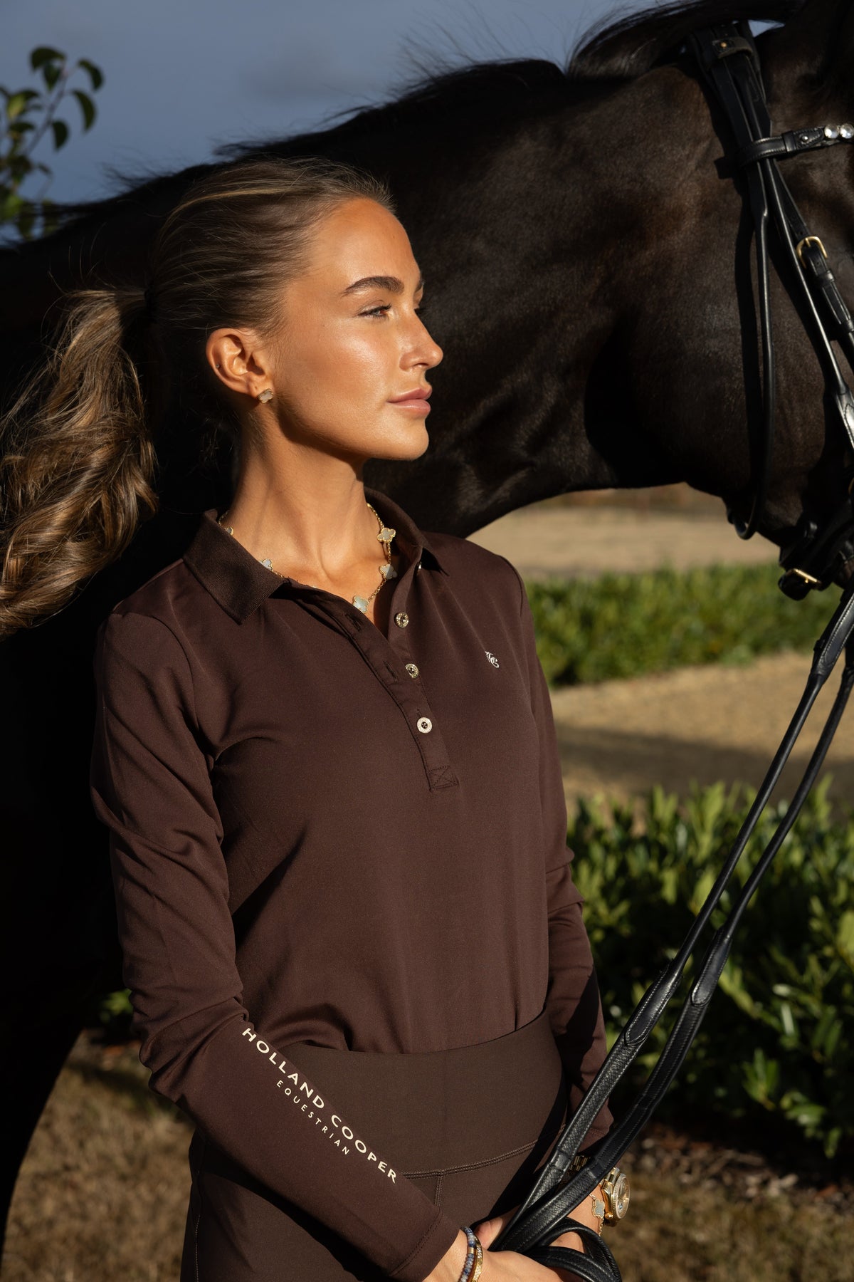 Chiltern Long Sleeve Polo Shirt (Walnut)