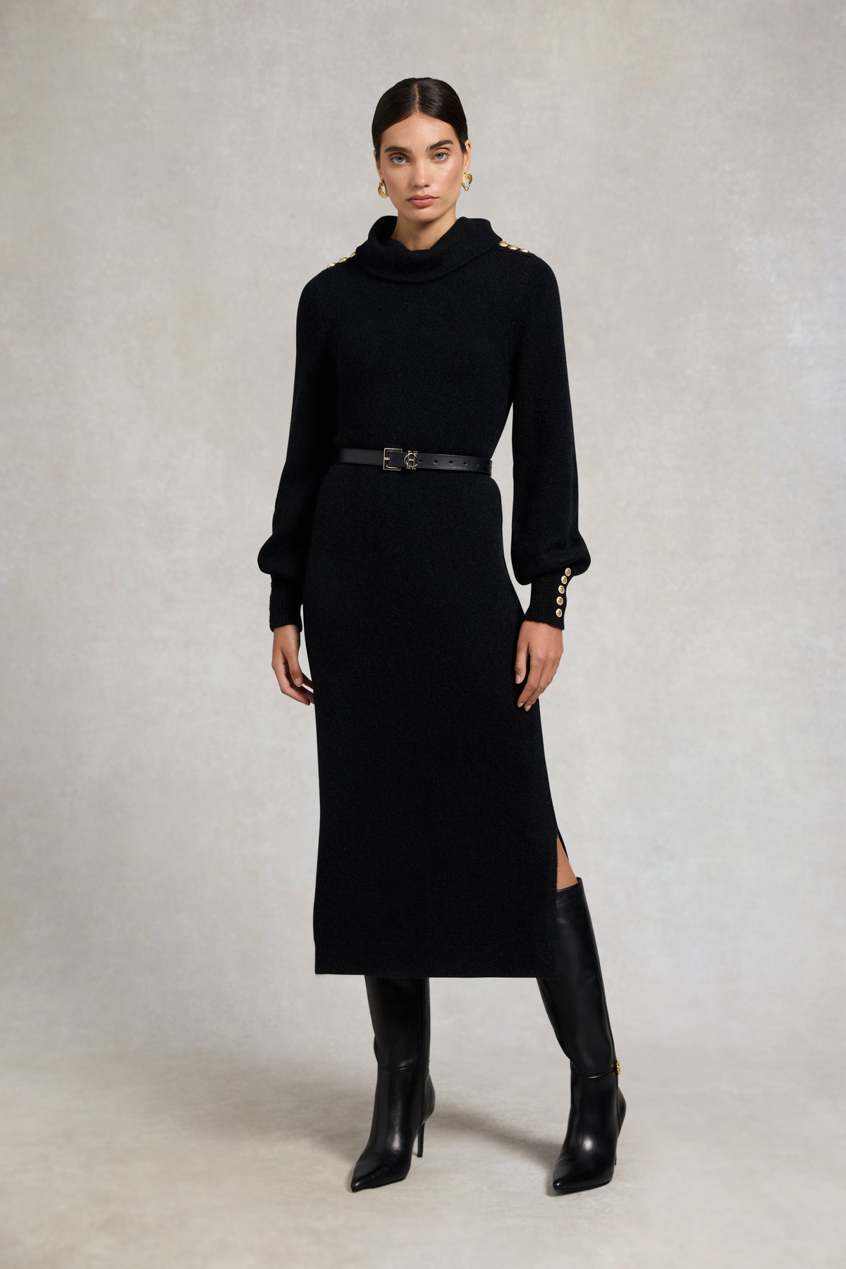 Berkeley Roll Neck Dress (Black)