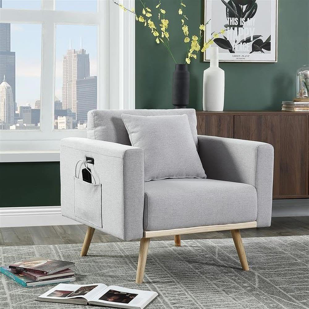 Easton Light Gray Linen Fabric Chair