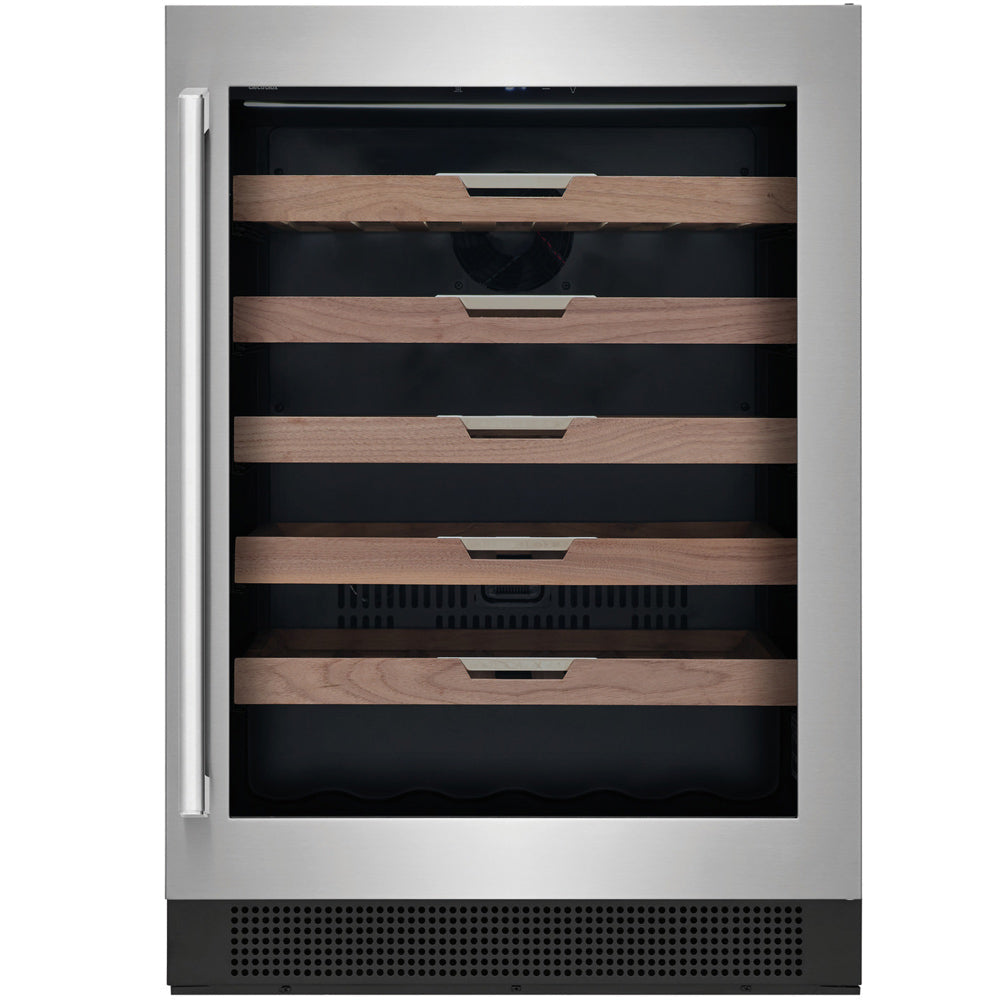 24" 41-Bottle Under-Counter Wine Cooler in Stainless Steel with Premium Wide-Slat Walnut ShelvingRefrigerators