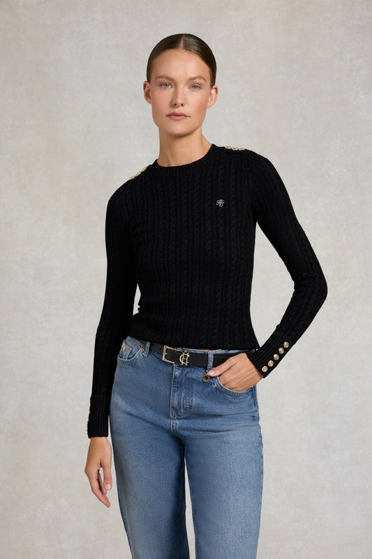 Seattle Cable Crew Knit (Black)