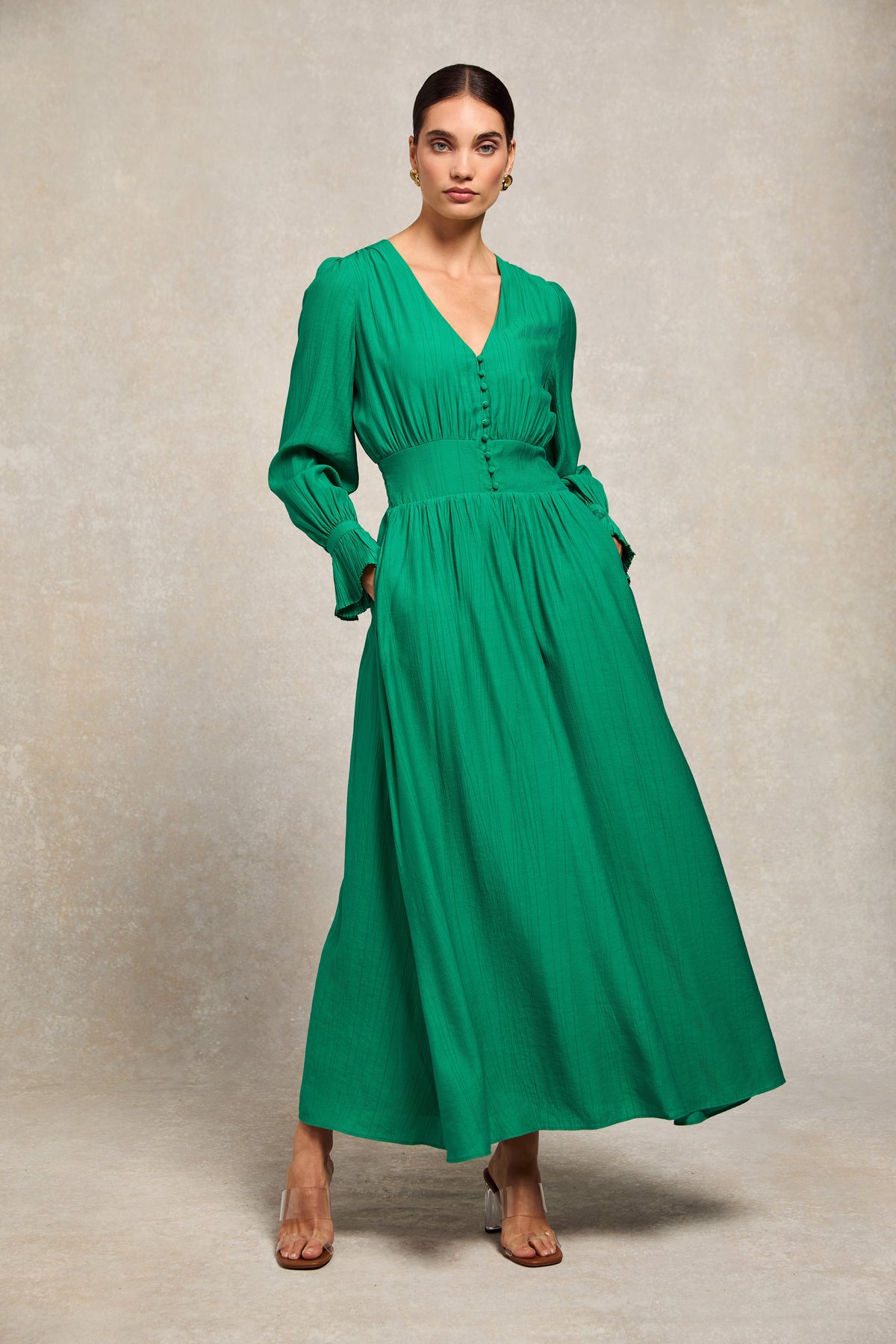 Phoebe V-Neck Maxi Dress (Jewel Green)