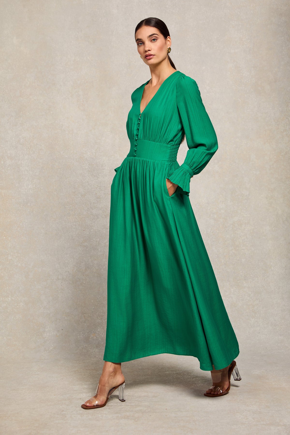 Phoebe V-Neck Maxi Dress (Jewel Green)