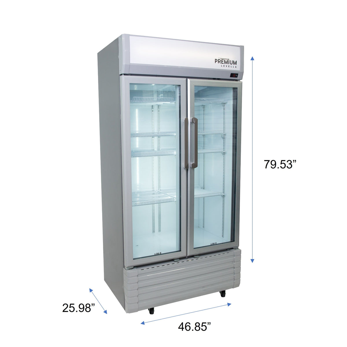 29.0 CuFt Glass Door Commercial Reach-In Refrigerator Beverage Cooler in Silver with 8 Adjustable Shelves