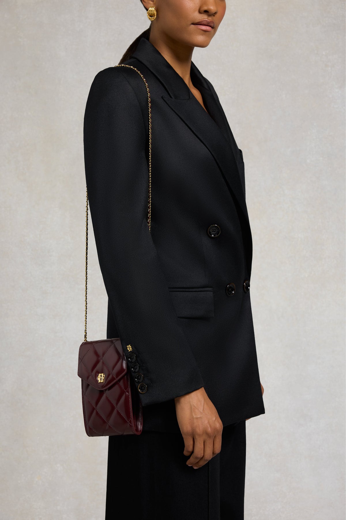 Knightsbridge Quilted Phone Pouch (Oxblood Leather)