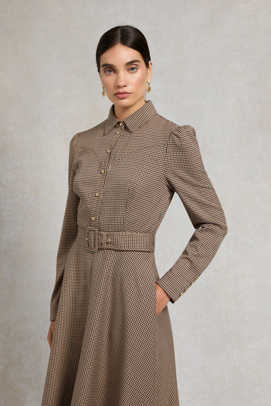 Heritage Dress (Coffee Gingham)