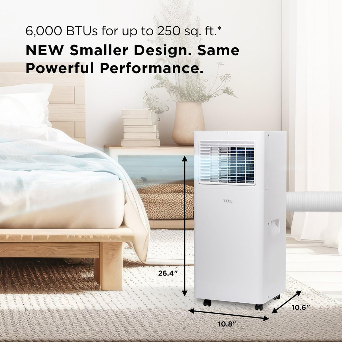 6,000 BTU Smart Portable Air Conditioner with Fan & Dehumidifier