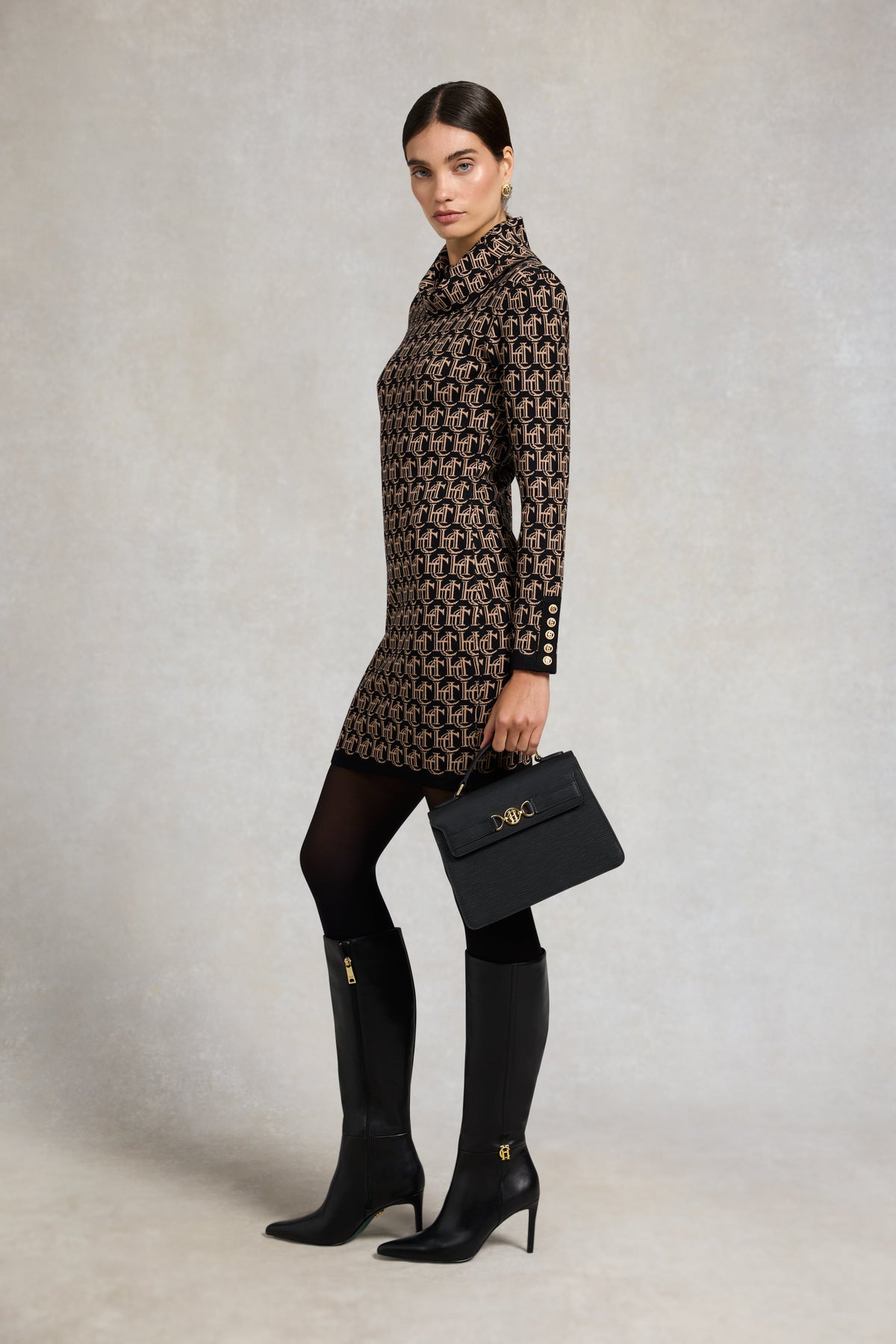 Kensington Micro Jacquard Dress (Black)