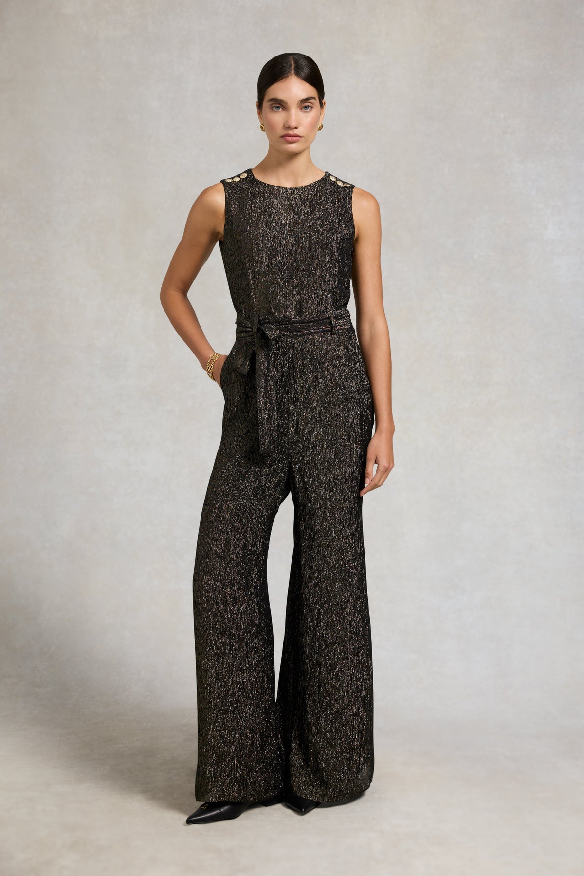 Nicole Jumpsuit (Gold Sparkle)