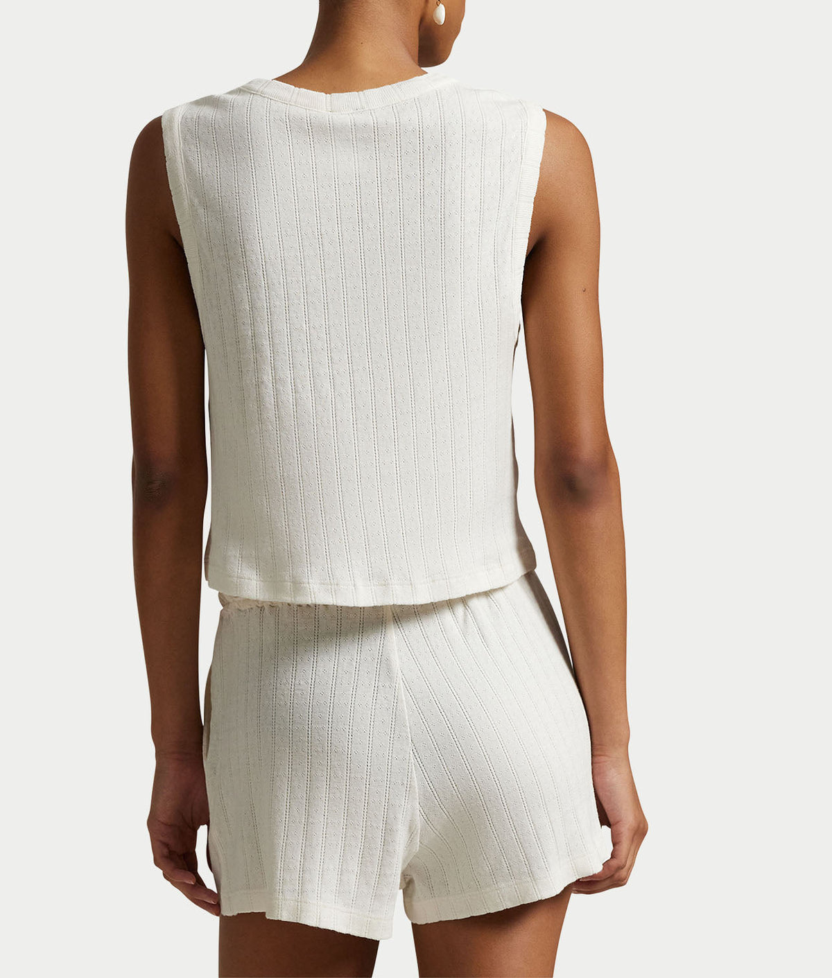 Pointelle Gathered Tank & Boxer Knit Set