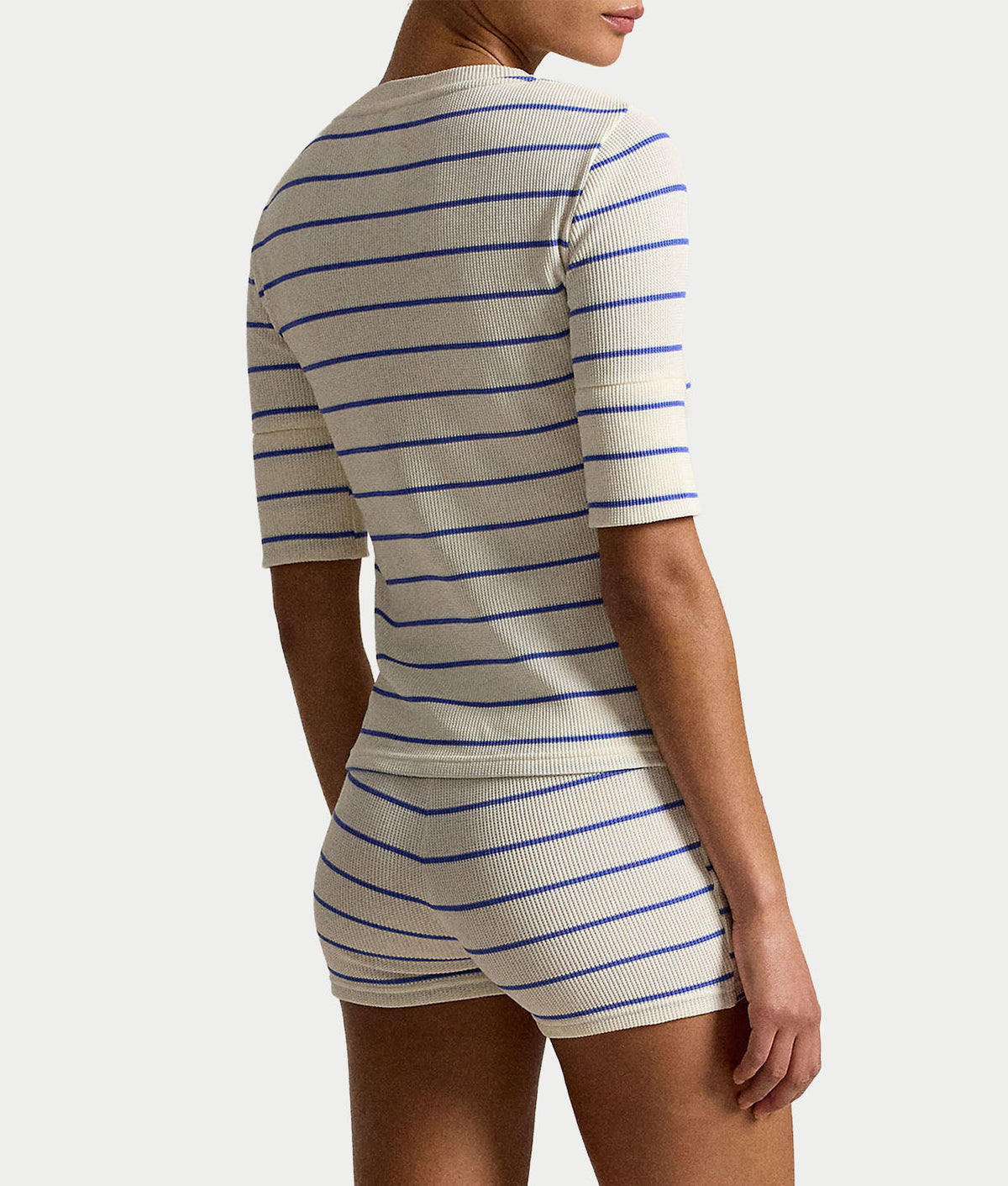 Waffle Knit Henley Shorts Set