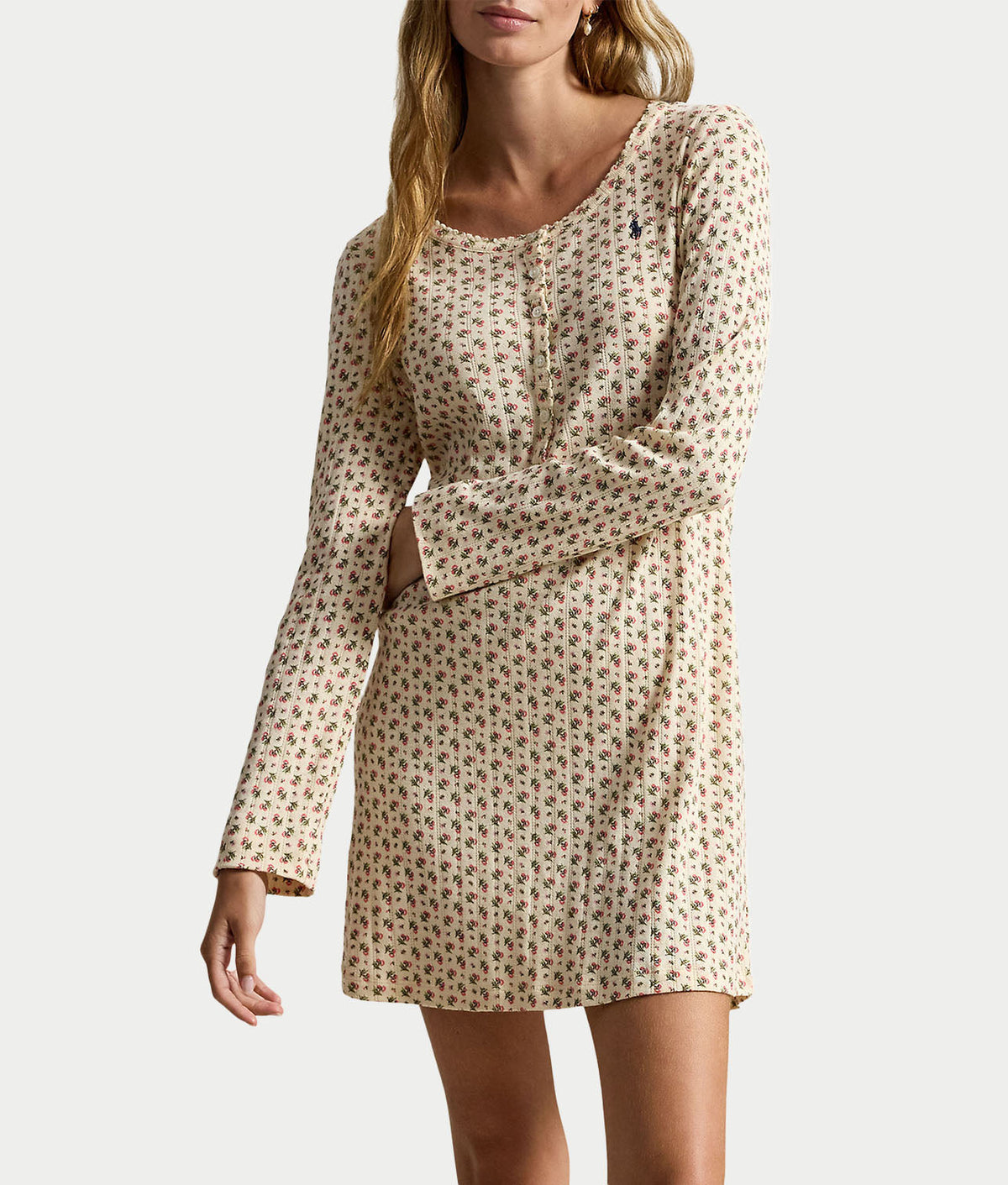 Pointelle Long Sleeve Dress