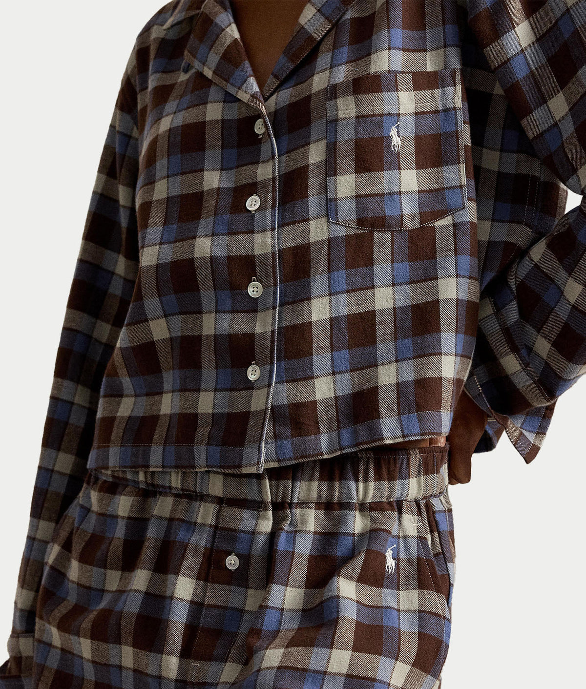Crop & Boxer Plaid Flannel Pajama Set