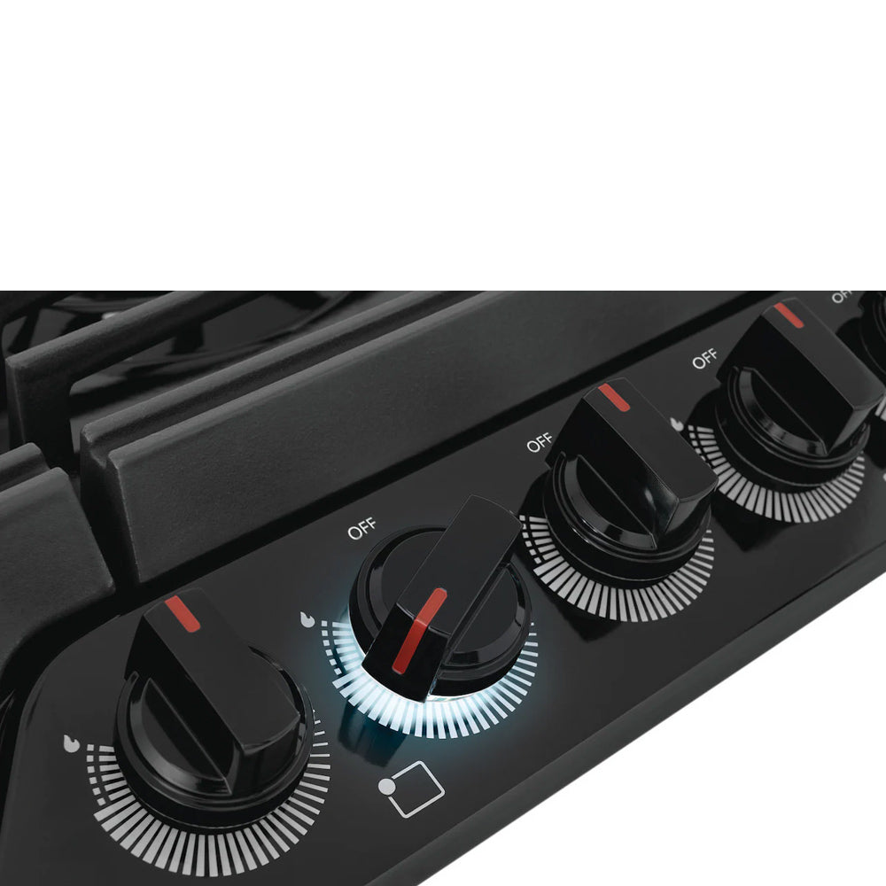 30" Gas Cooktop in Black with Bright Backlit LED Knobs