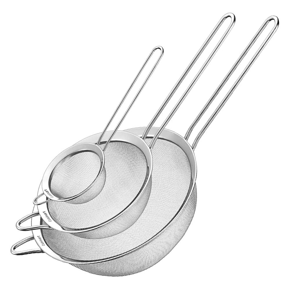 3 Piece Mesh Strainers in Stainless Steel