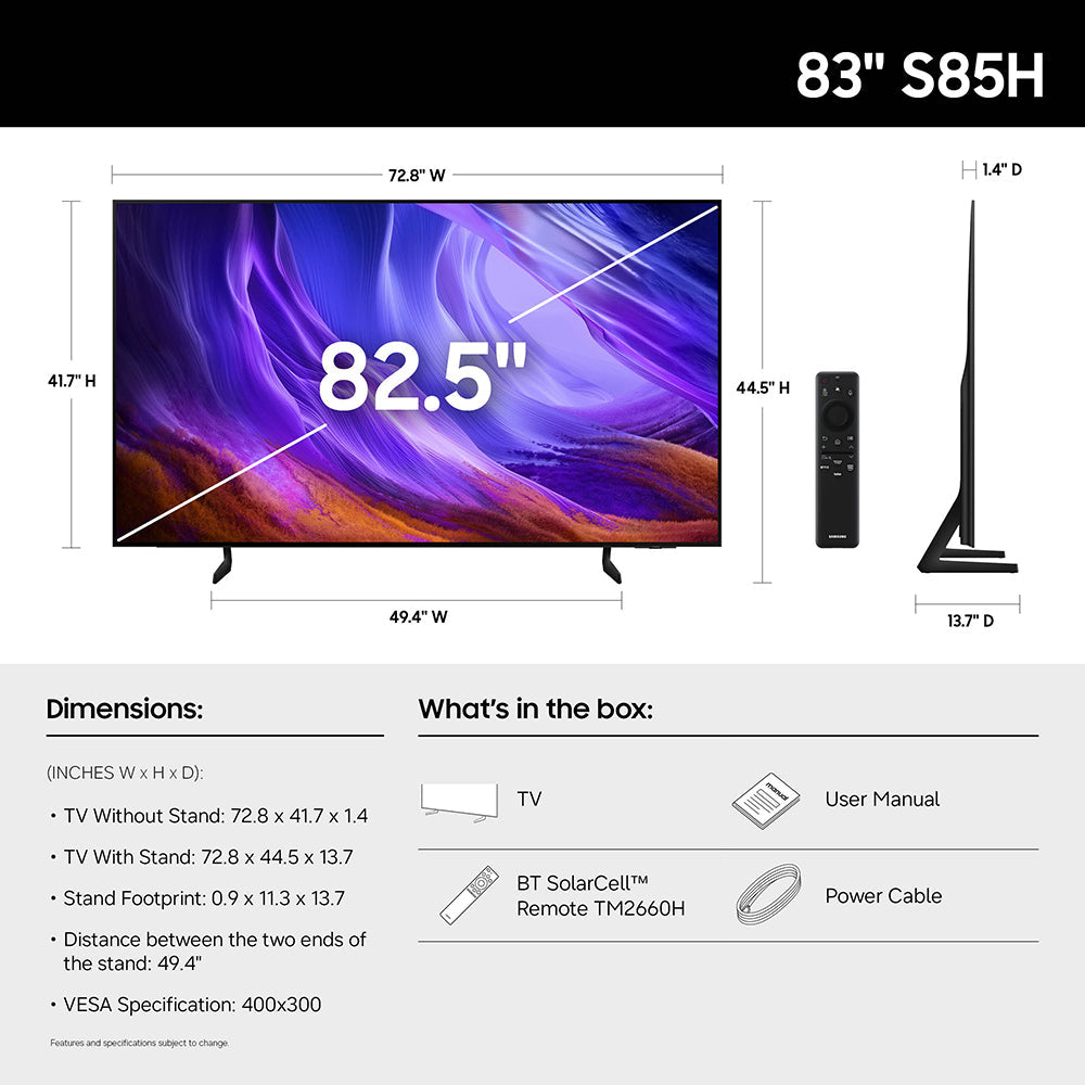83" Class S85H OLED 4K UHD SmartVision AI Tizen TV