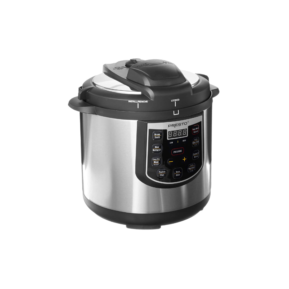 6 Quart Electric Pressure Cooker with 12 Preset Options and 19 Programmable Settings - Stainless Steel