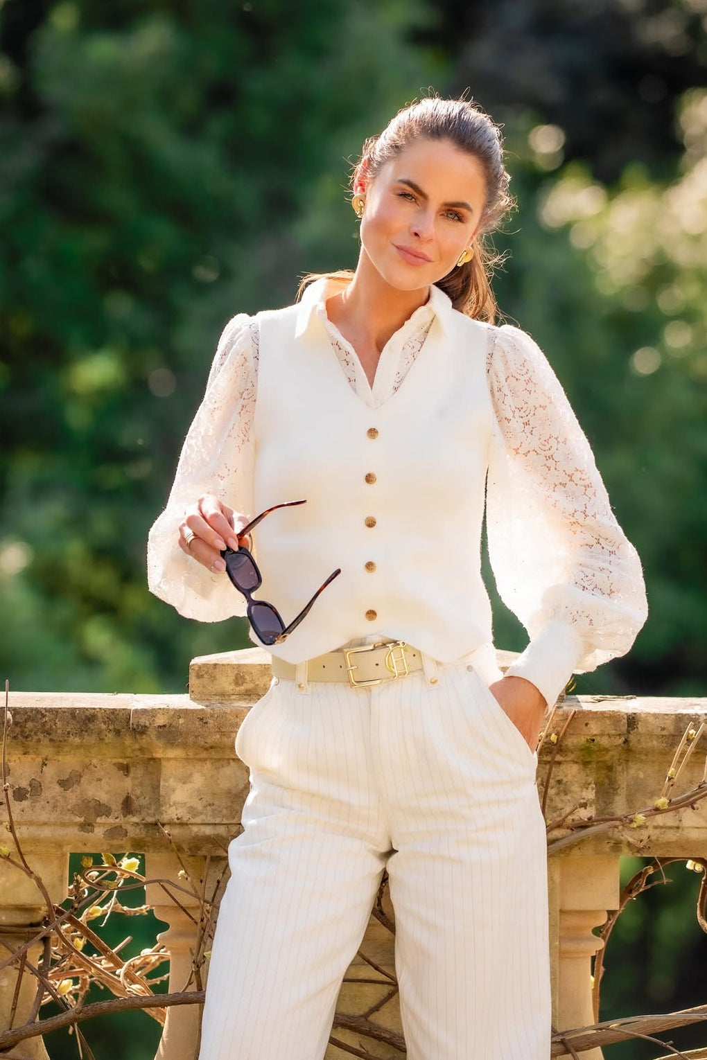 The Iona Lace Shirt (Ivory) Look