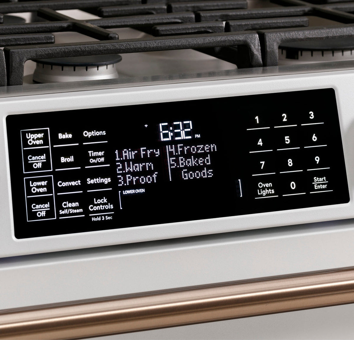 6.7 CuFt Smart 6-Burner Slide-In Double Gas Range in Matte White with Air Fry and In-Oven Broiling