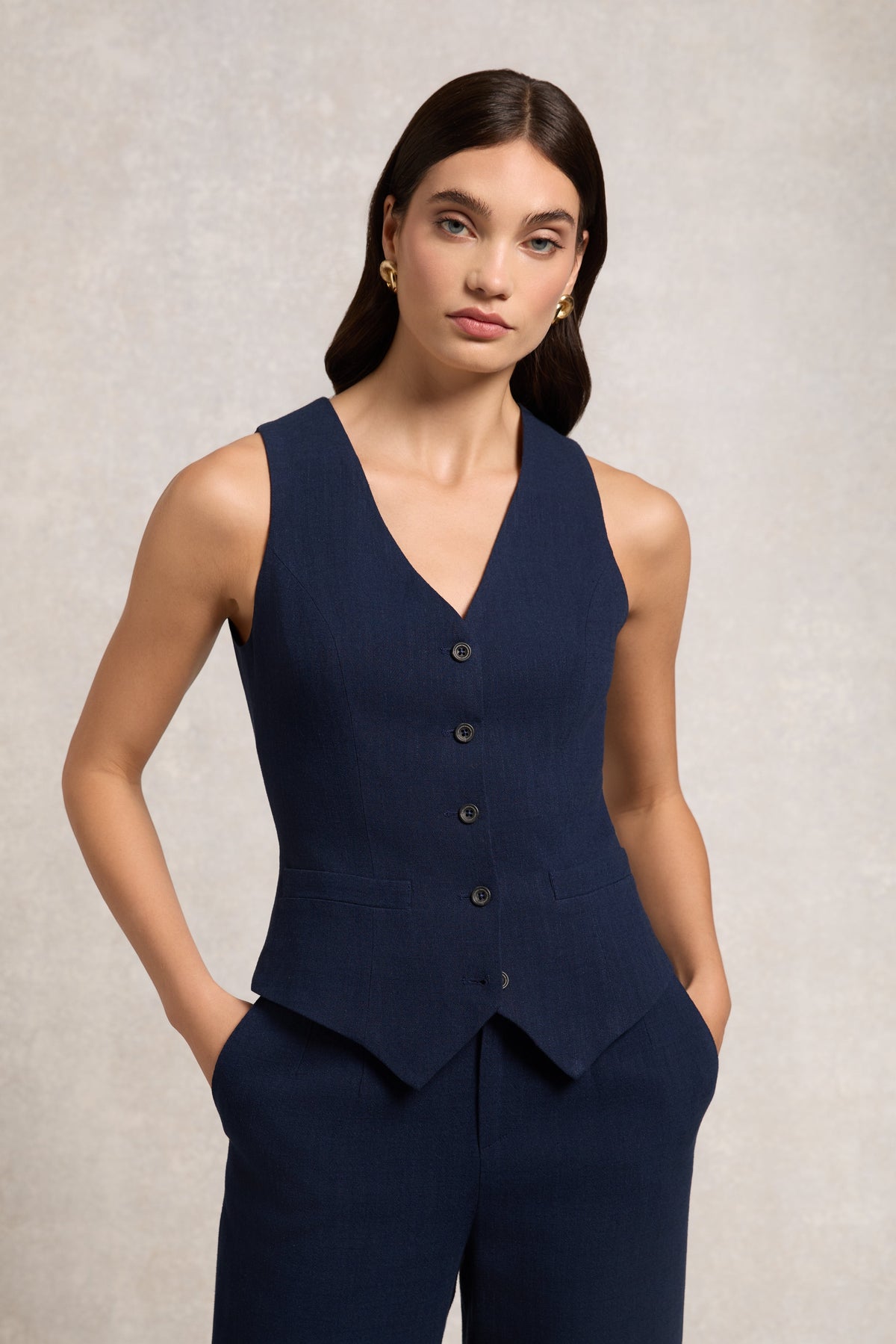 Hampton Waistcoat (Navy Linen)
