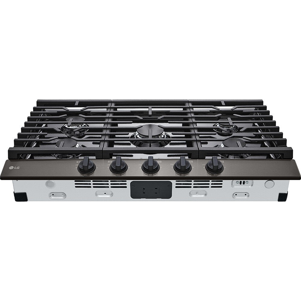 36" Smart 5-Element Gas Cooktop in Black Stainless with 20K UltraHeat™ BTU Burner