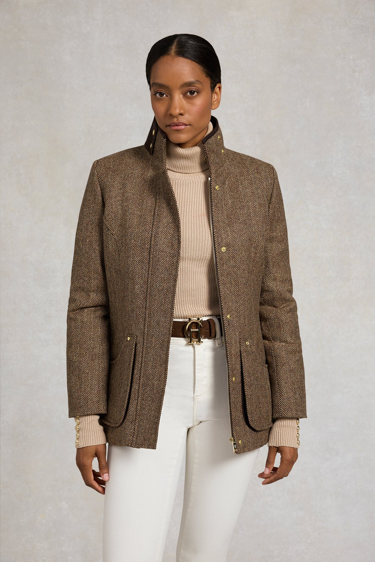 Country Classic Jacket (Large Scale Brown Herringbone)