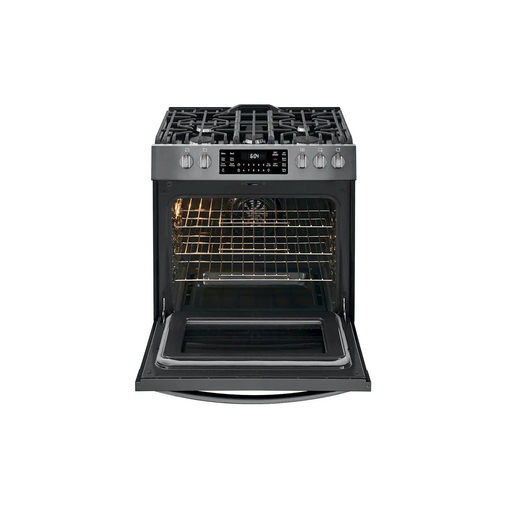 5.6 Cu Ft Freestanding 5 Burner Gas Range with Air Fry - Black Stainless Steel