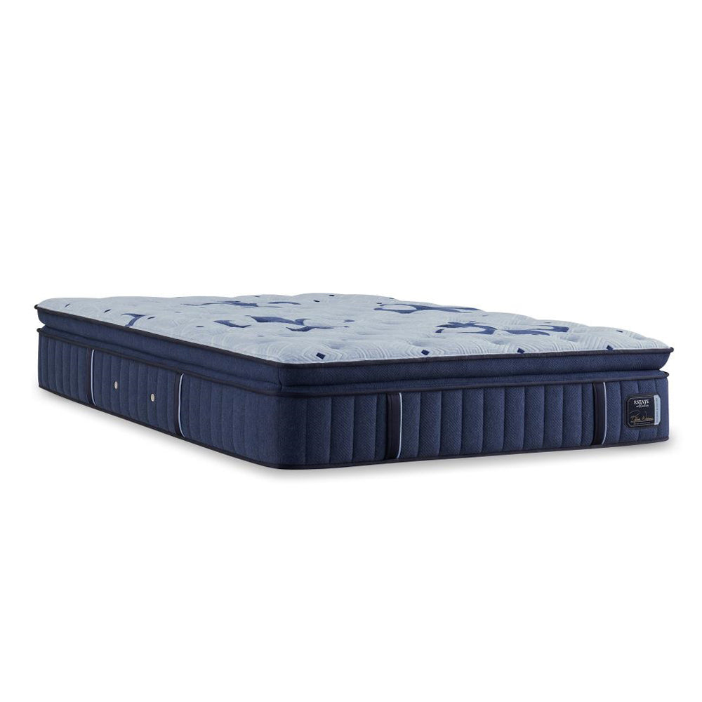 Stearns and Foster Estate Firm Euro Pillow Top Full Mattress - Blue/White