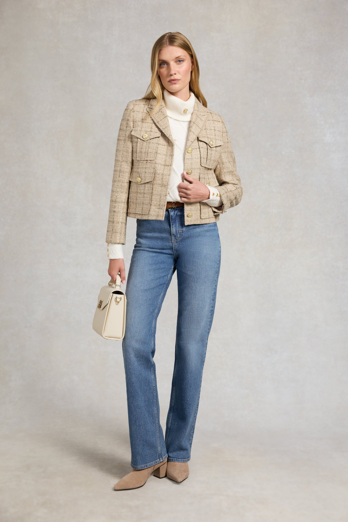 Harlow Roll Neck Knit (Ecru)