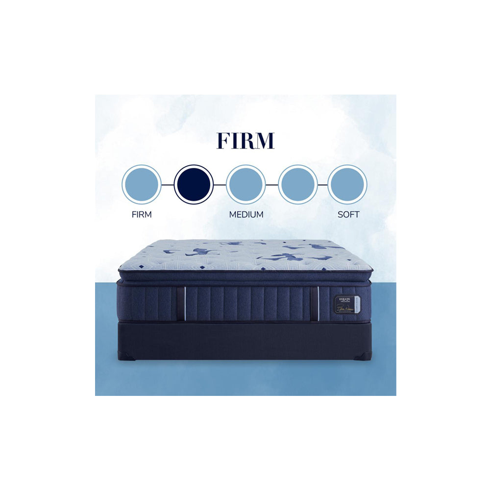 Stearns and Foster Estate Firm Euro Pillow Top Full Mattress - Blue/White