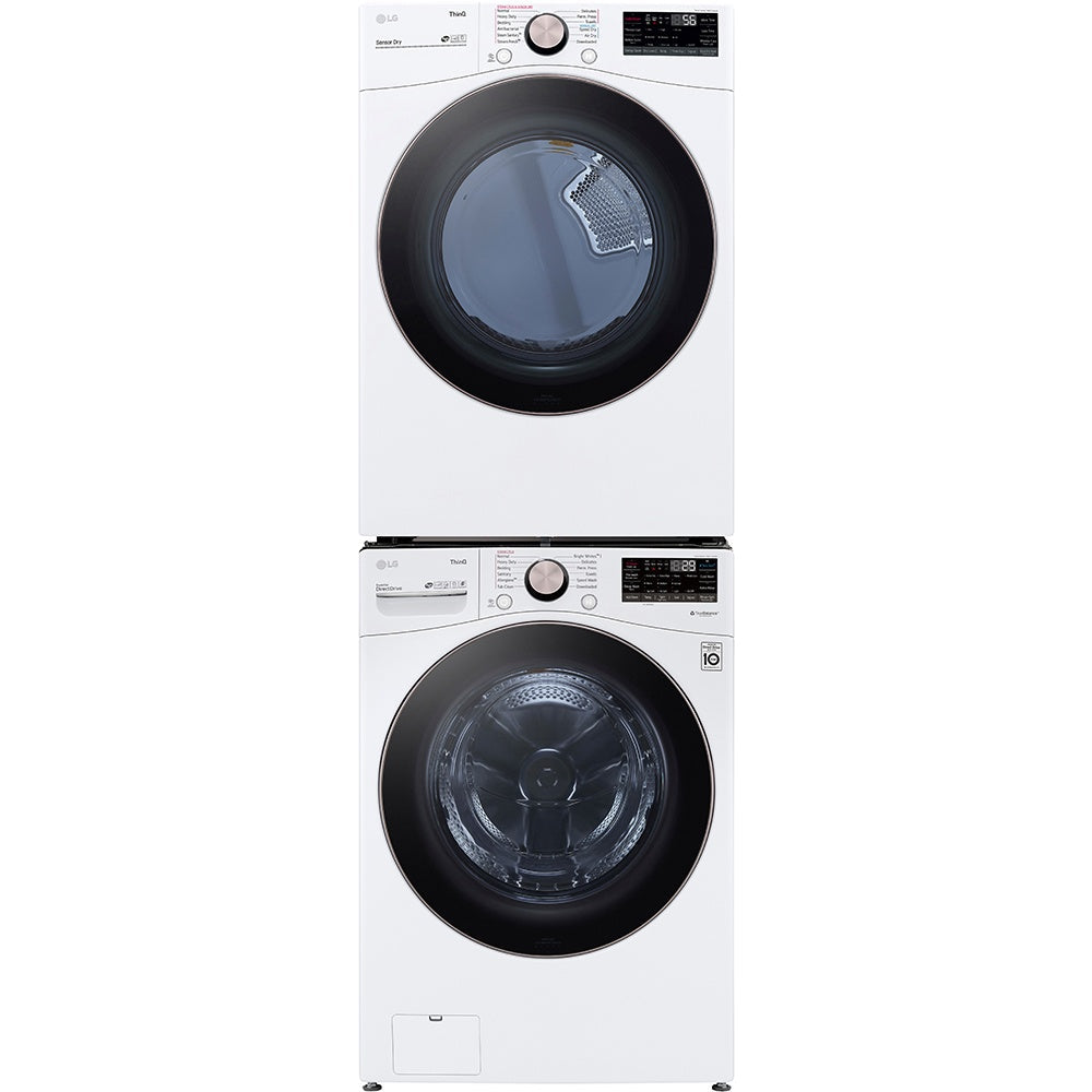 4.5 CuFt Smart Steam Sanitize Front Load Closet-Depth Washer with 7.4 CuFt Smart TurboSteam™ Front Load Electric Dryer in White