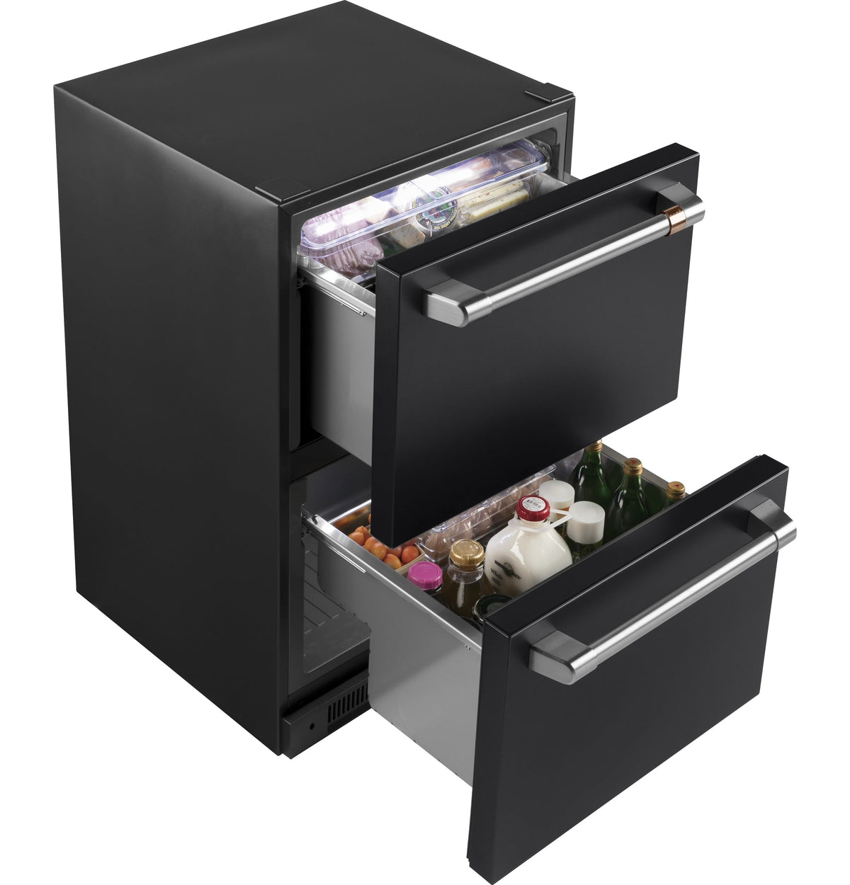 5.7 CuFt Double-Drawer Compact Refrigerator in Matte Black with Electronic Controls