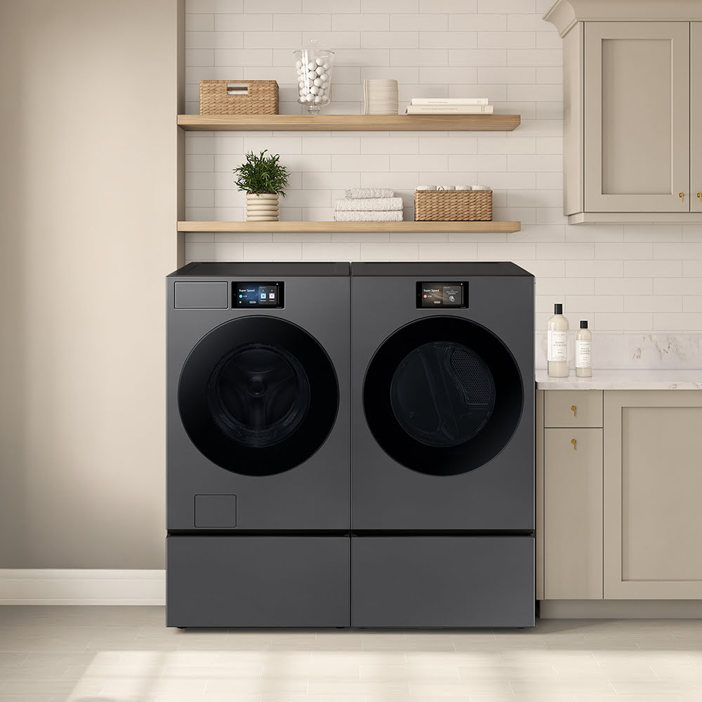 27" Bespoke Wide Laundry Pedestal with Storage Drawer - Dark Steel