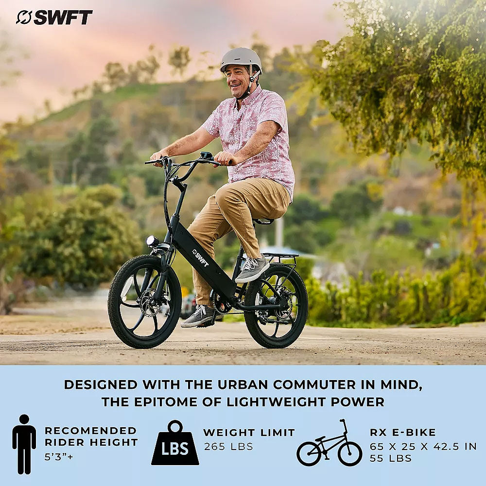25mi Max Operating Range & 20 mph Max Speed R.X E-Bike