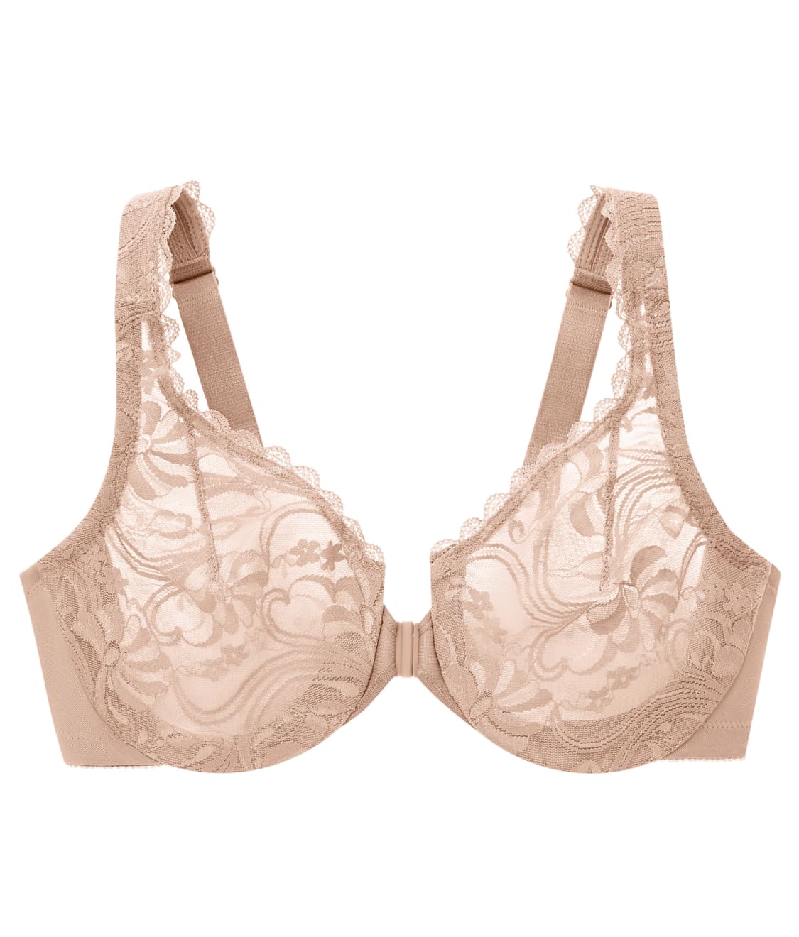 WonderWire Front-Close Stretch Lace Bra