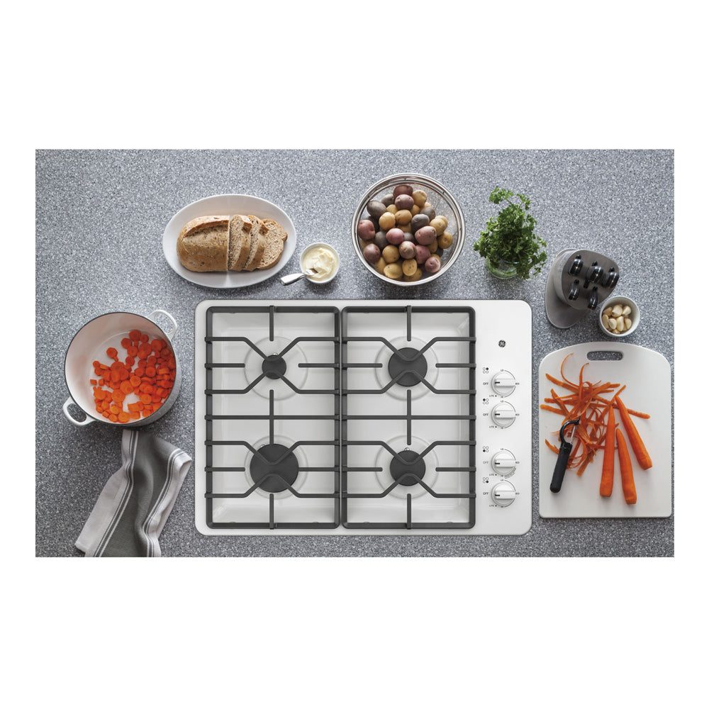 30-Inch Built-In Gas Cooktop with Dishwasher - White