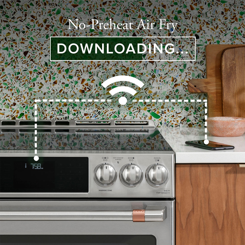 6.7 CuFt Smart 6-Burner Slide-In Double Gas Range in Matte White with Air Fry and In-Oven Broiling