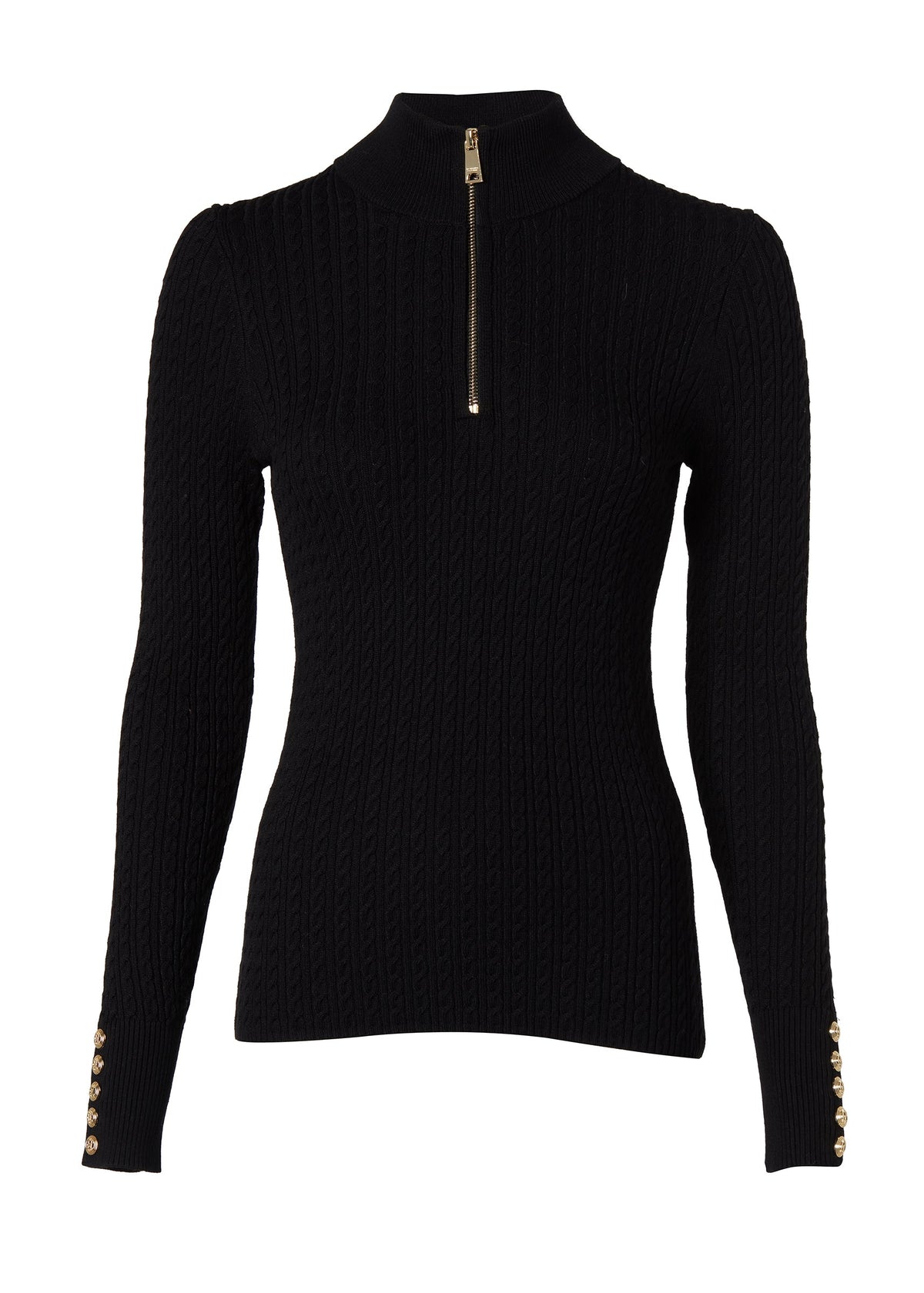 Ava Quarter Zip Knit (Black)