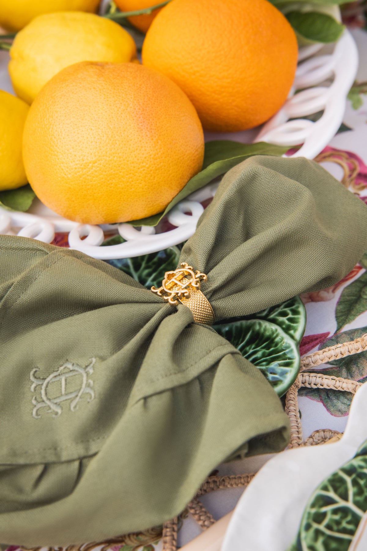 4pc Frilled Napkin Set (Olive)