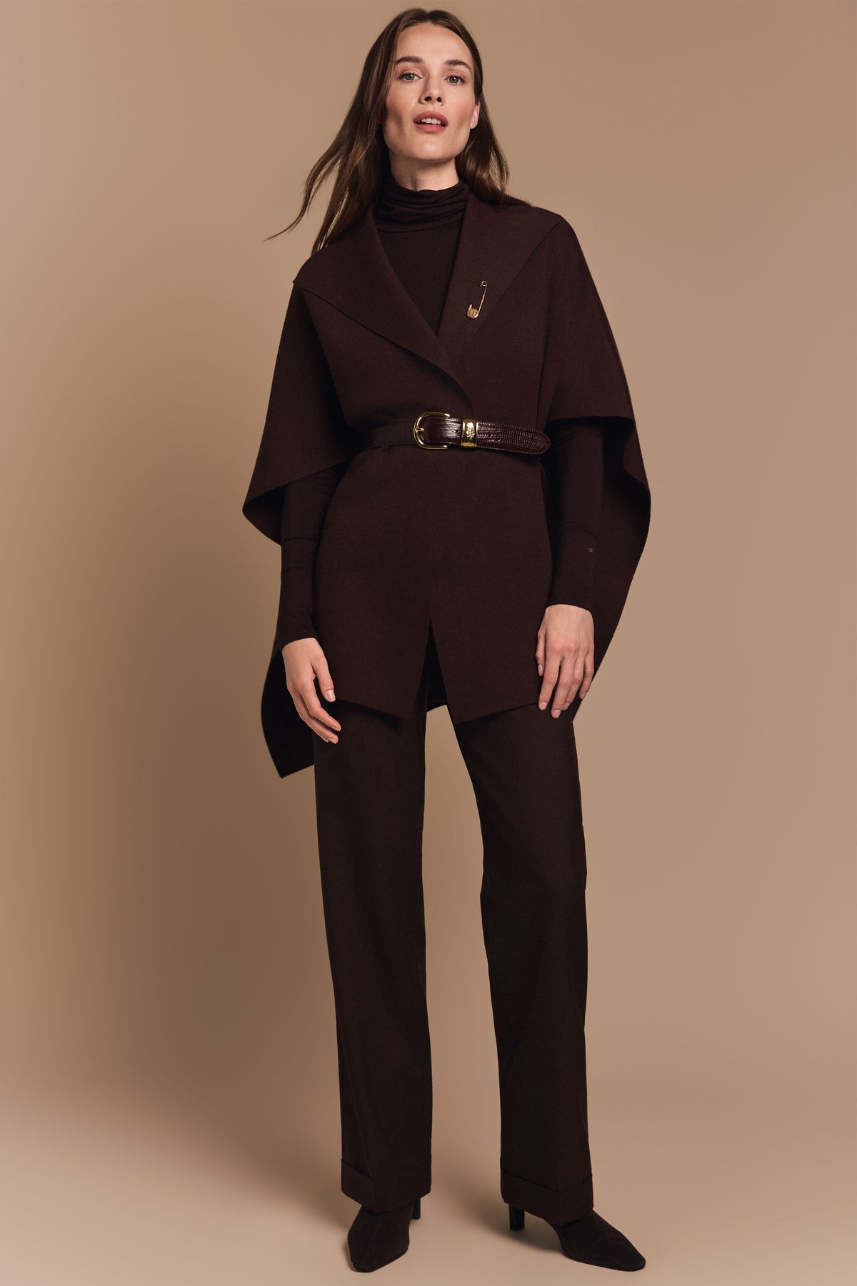 Everett Cape Cardigan (Chocolate)