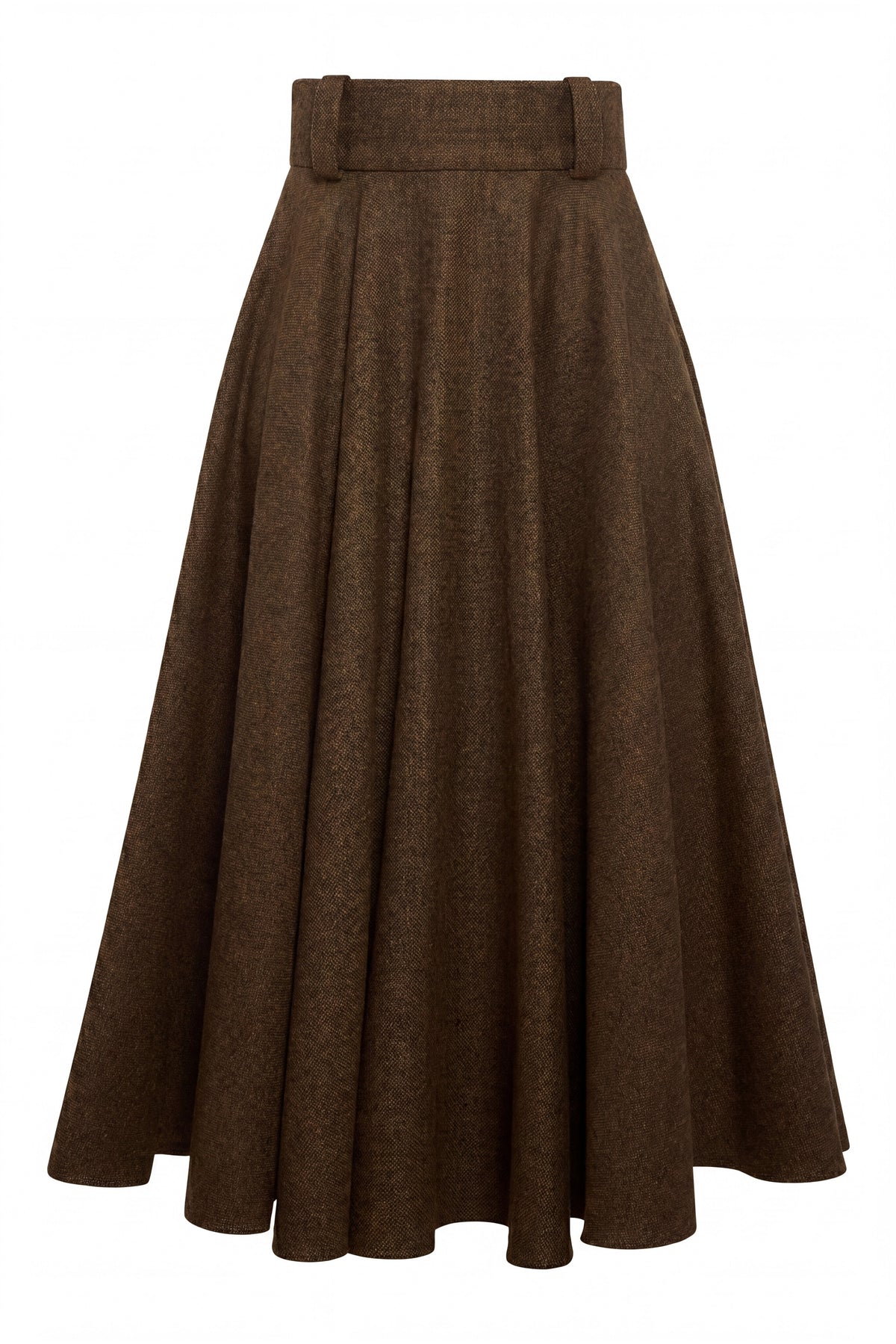 360 Maxi Tweed Circle Skirt (Tobacco Herringbone)