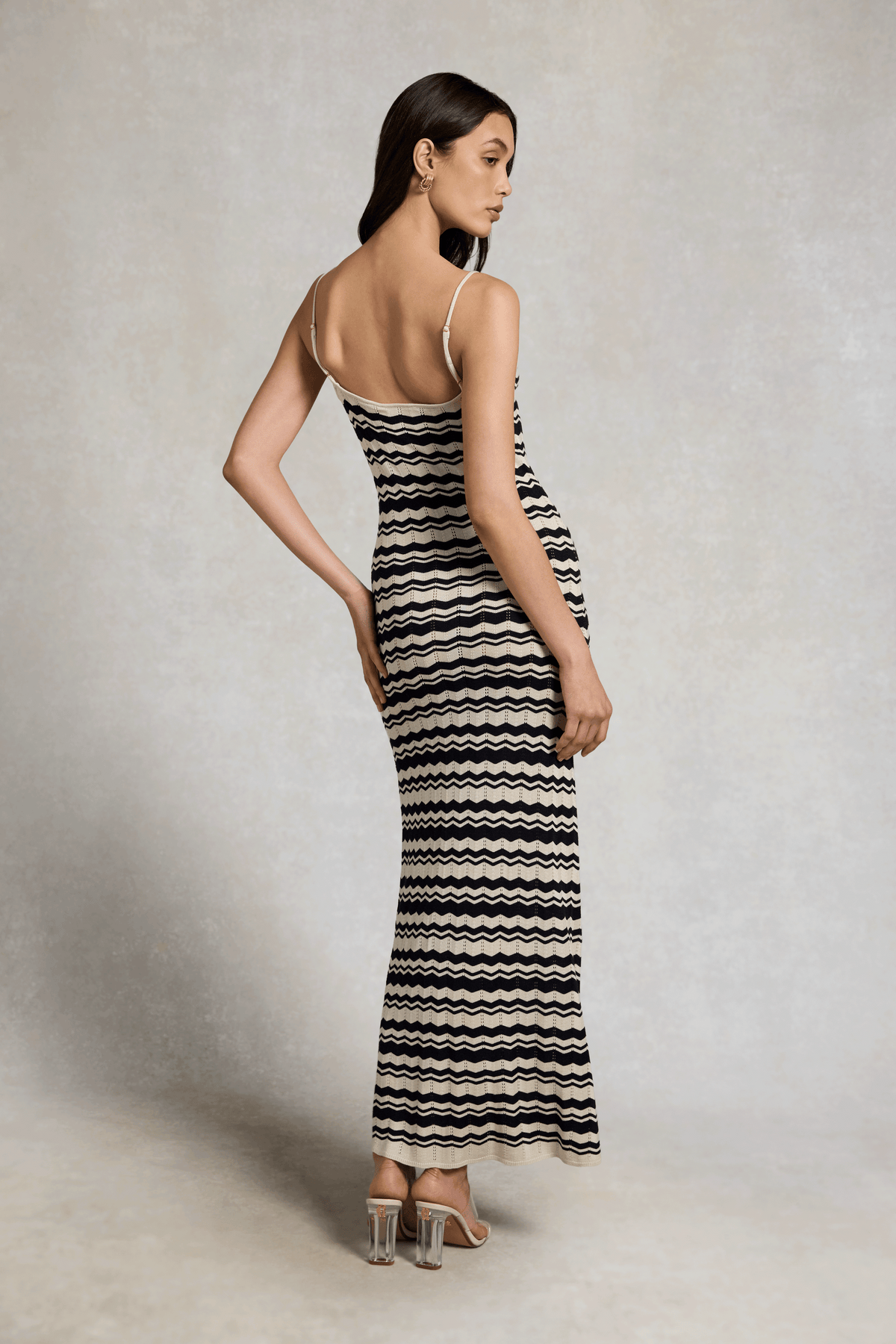 Cindy Crochet Maxi Dress (Ecru Ink Navy Stripe)
