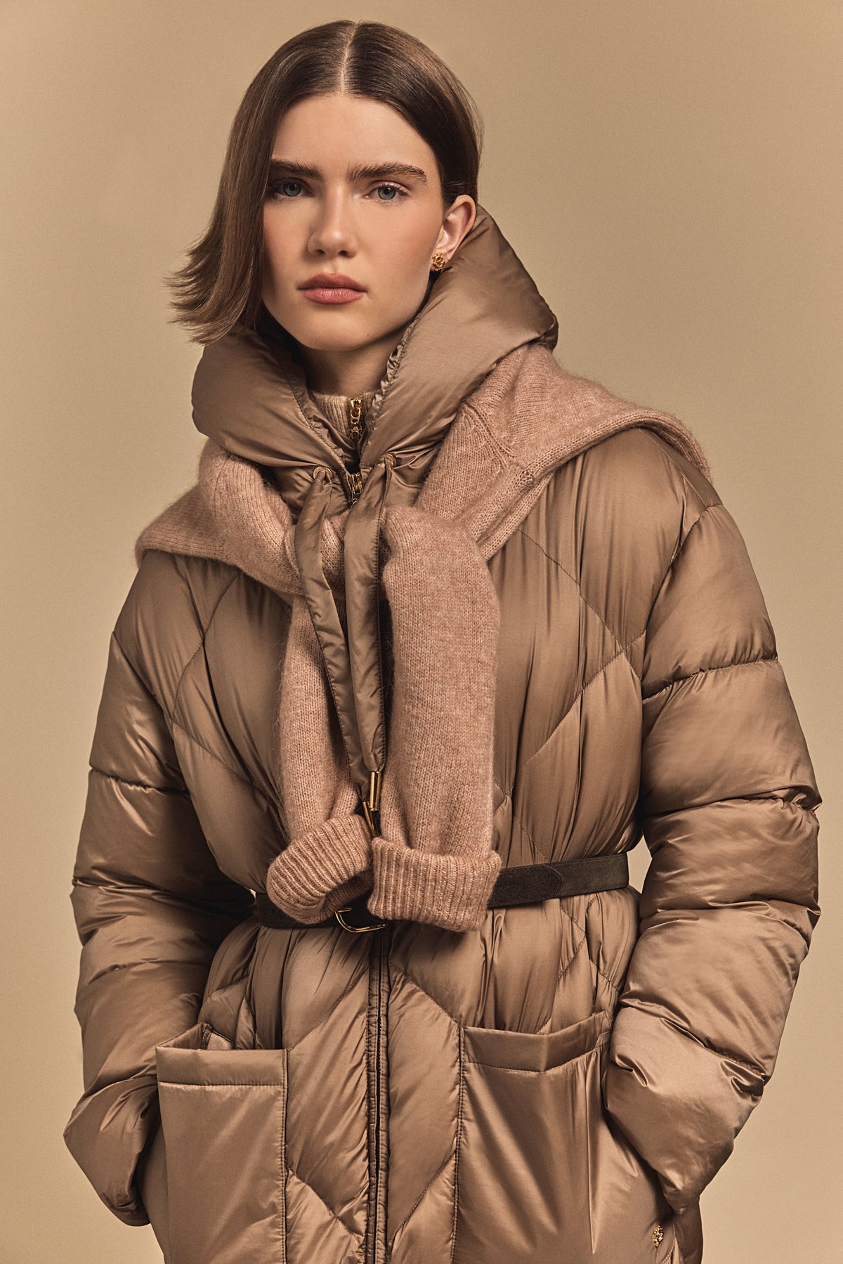 Mid-Length Quilted Coat (Whisky)