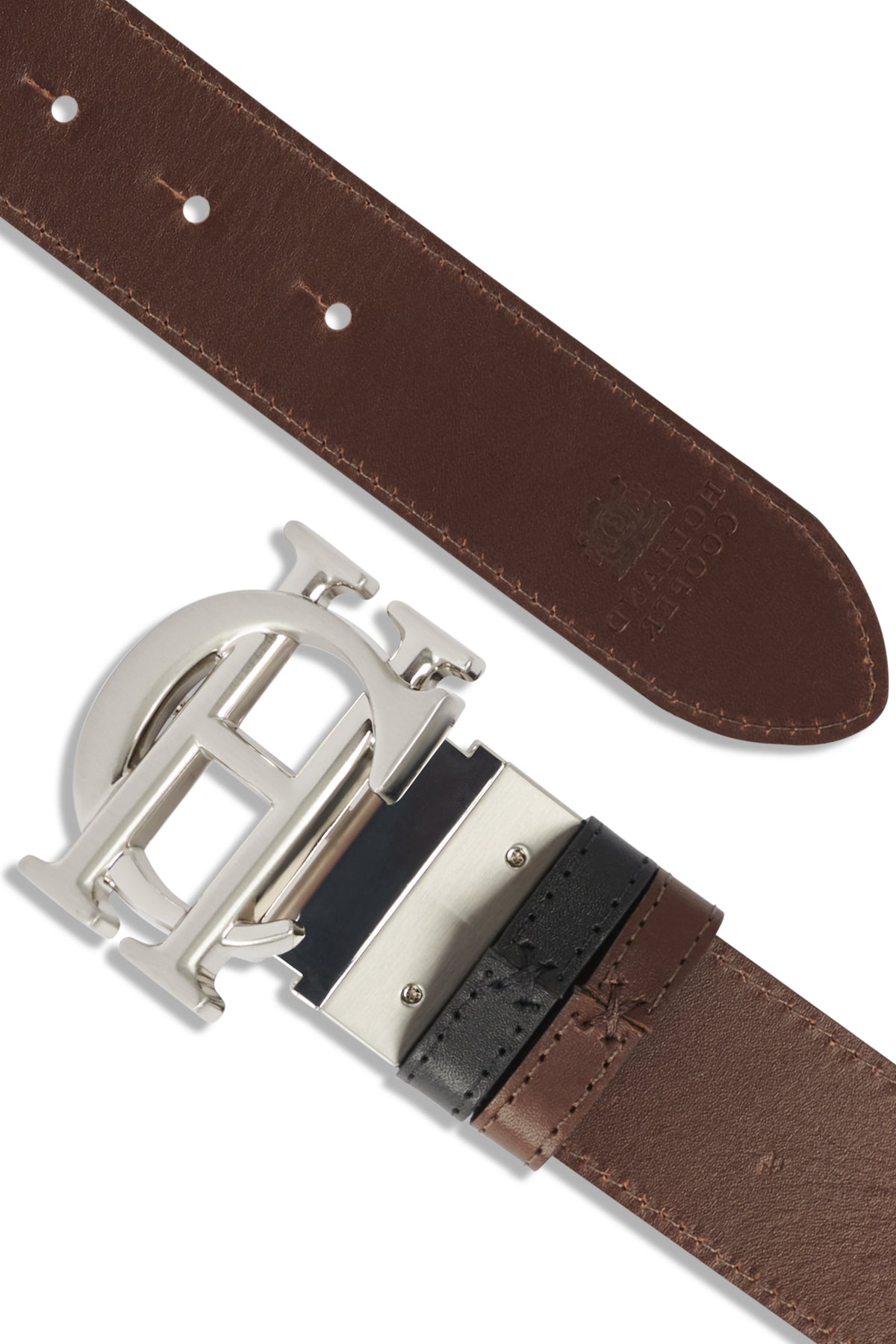 Men's Classic Reversible Belt (Chocolate Black Silver)