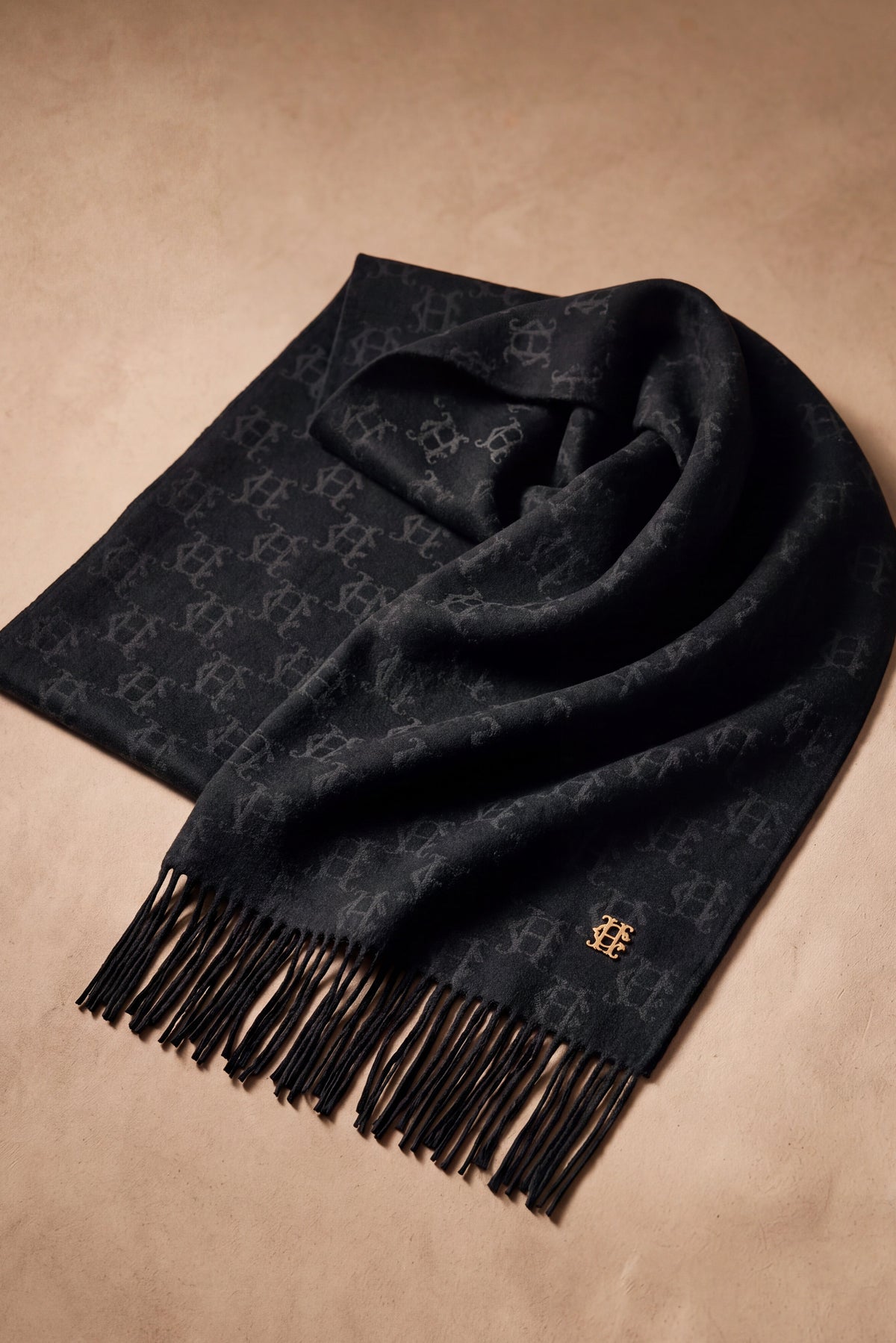 Heraldic Monogram Scarf (Black Monogram)