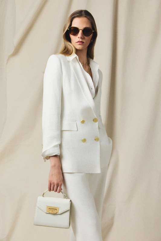 Double Breasted Blazer (Oyster Linen)
